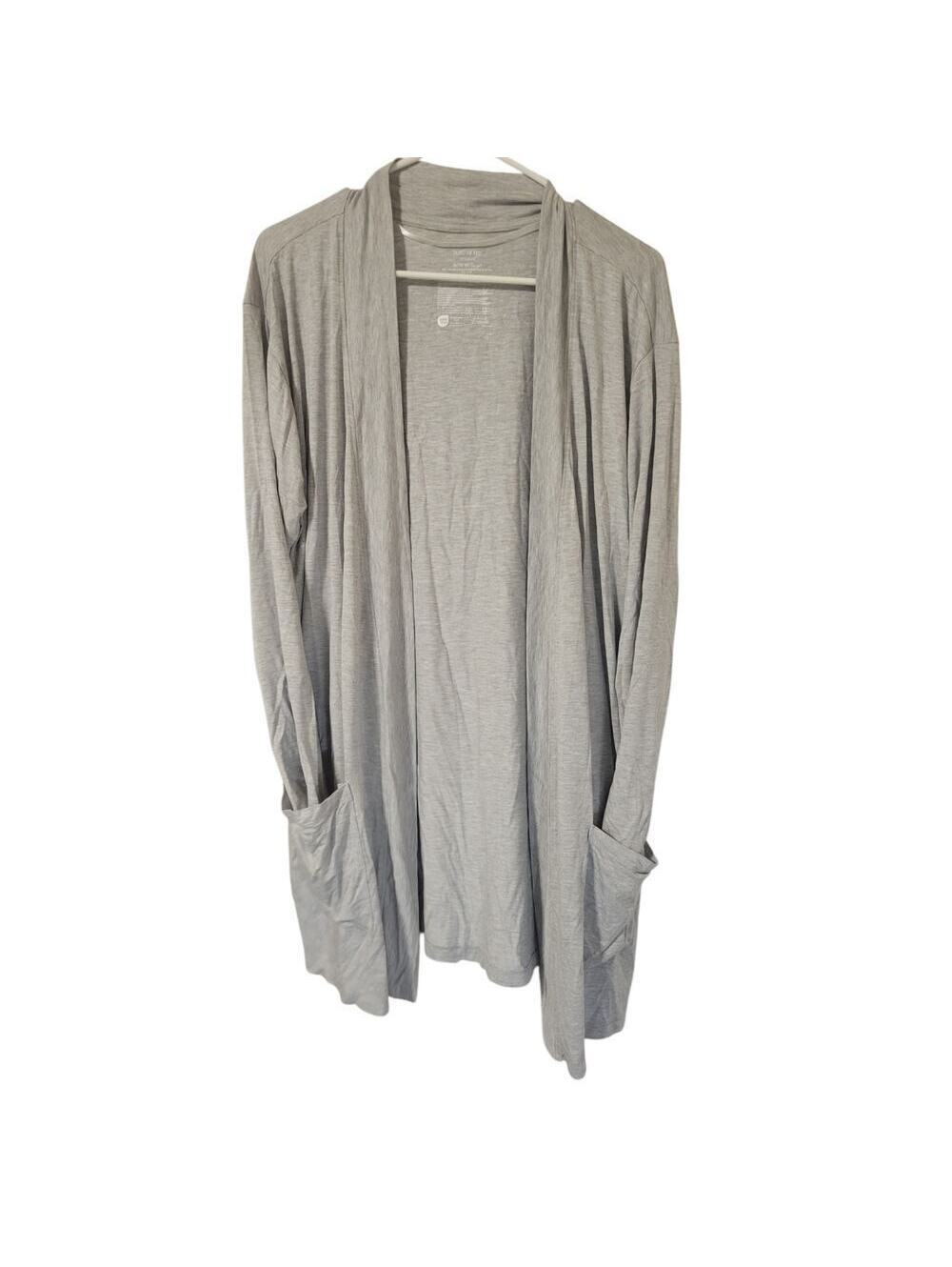 State Of Day Gray Light Weight Pocket Cardigan Robe 93% Modal Size XL